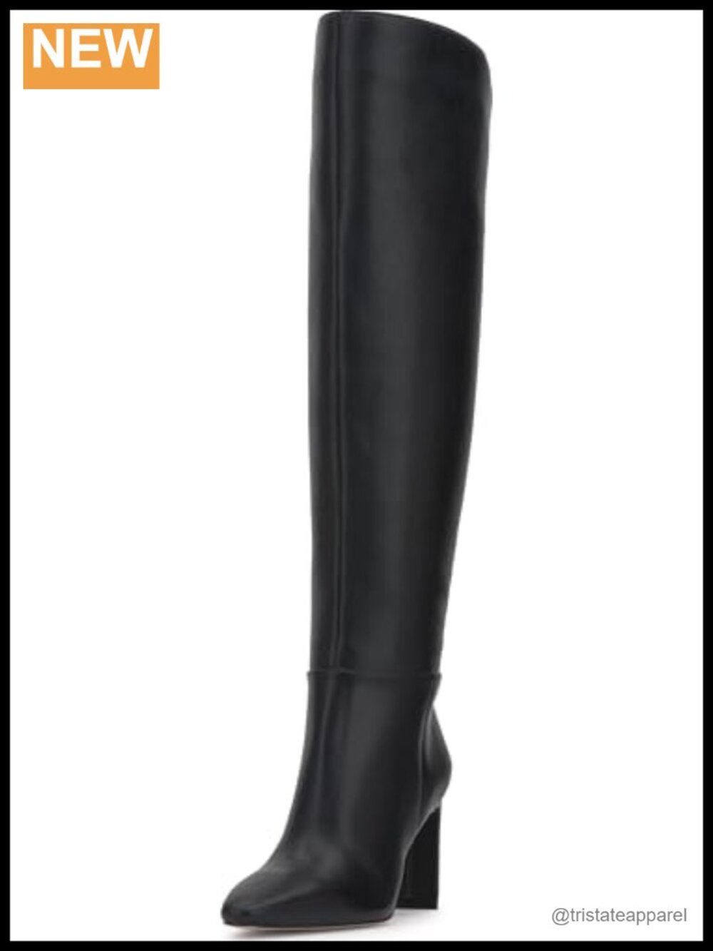 Faux Leather Over-the-Knee Block Heel Boots, Wide Calf